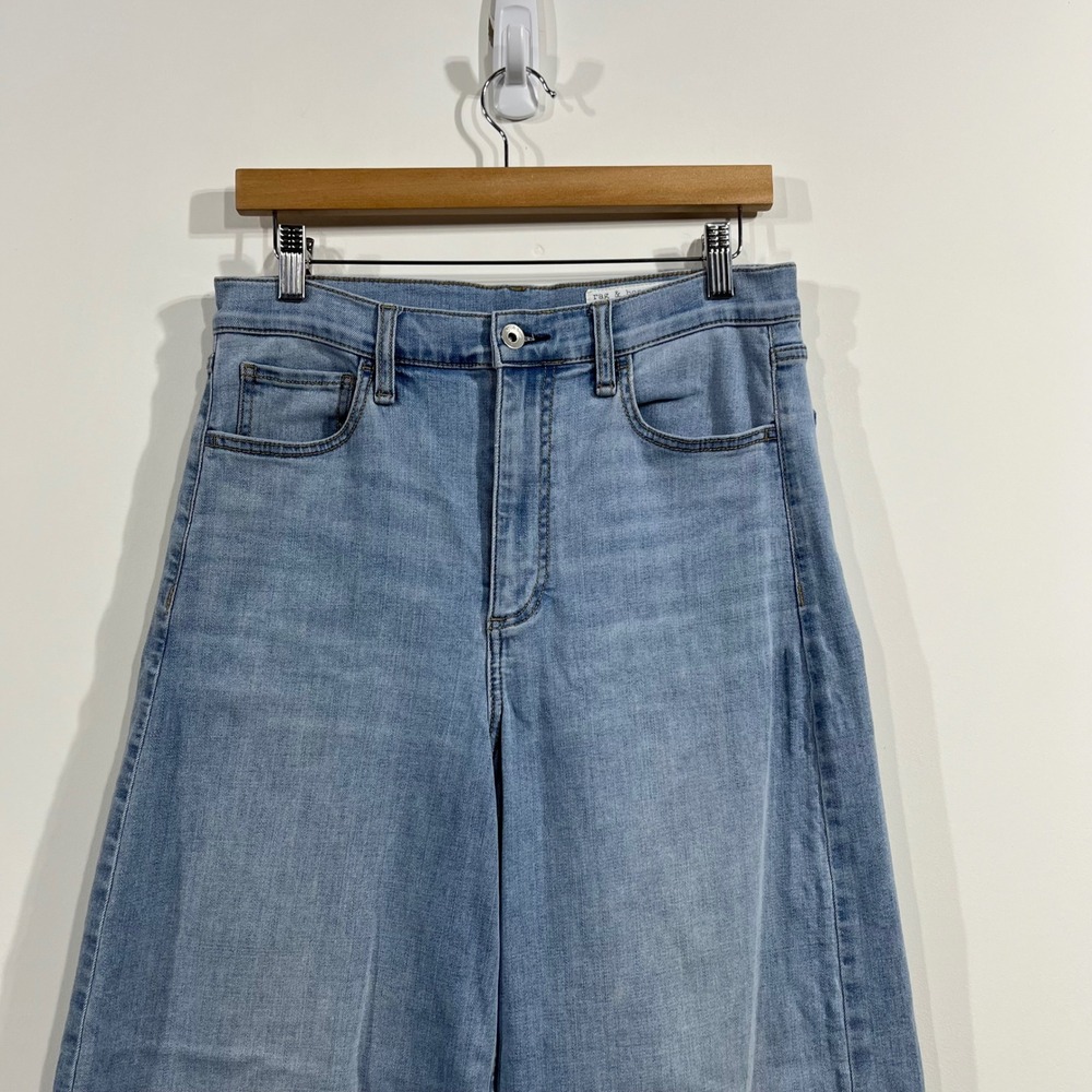 Rag & Bone Serena High-Rise Crop Wide Leg Jeans Light Wash Blue Denim Womens 29 - Picture 2 of 13